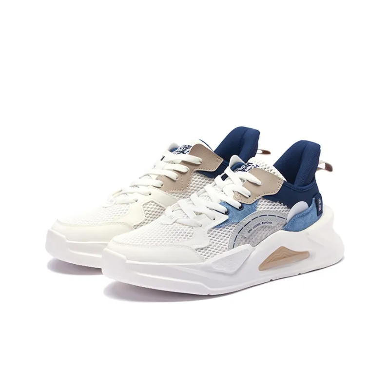 361° Anti-Slip And Wear-Resistant Breathable Low-Top Casual Shoes Men's White Blue-2