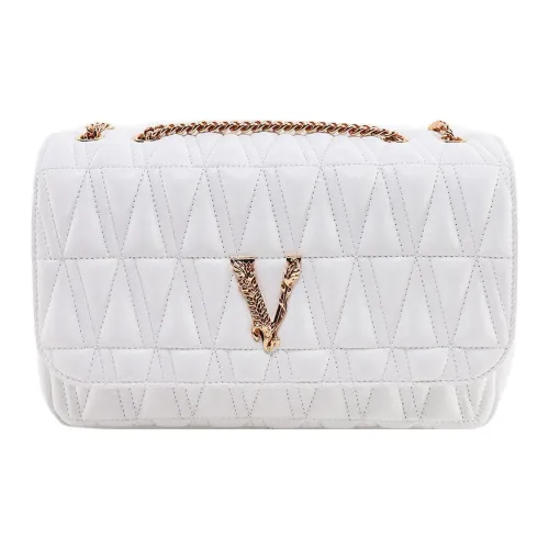 VERSACE Leather Handbag Shoulder Bag Women's White