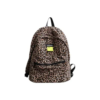 VAOPER Cotton Backpack Unisex Leopard Print