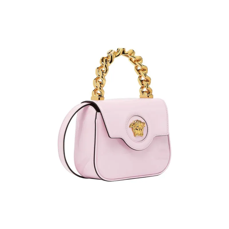 VERSACE La Medusa Patent Leather Calfskin Shoulder Bag Crossbody Bag Handbag Mini Women's Pink-2