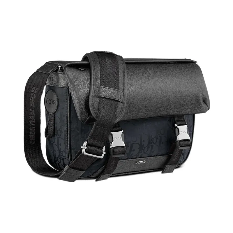 DIOR With Cow Leather Messenger Bag, Shoulder Bag, Crossbody Bag Regular Men's Black-1
