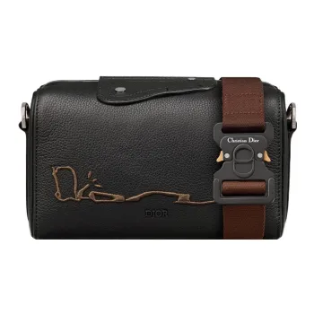 DIOR CACTUS JACK Collaboration Grained Calfskin Messenger Bag Crossbody Bag Shoulder Bag Men's Black
