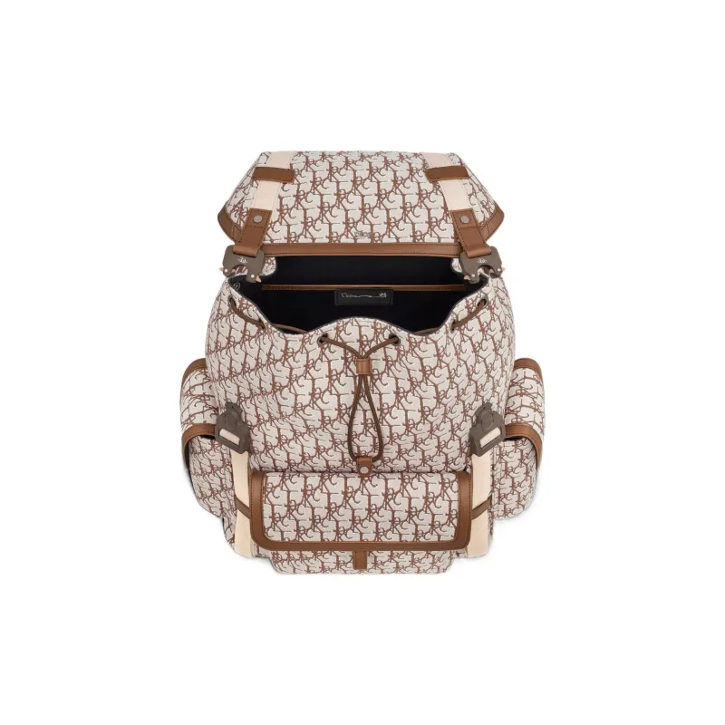 DIOR CACTUS JACK Collaboration Hit The Road Cow Leather Backpack Regular Unisex Coffee-2