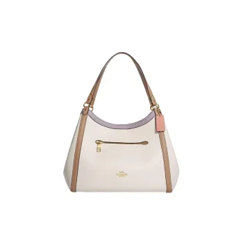 COACH Kristy Refined Pebble Leather One Shoulder Handbags Large Size Women's Chalk White