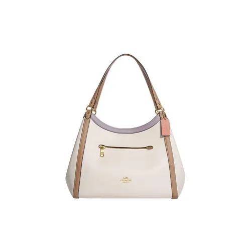 COACH Kristy Refined Pebble Leather One Shoulder Handbags Large Size Women's Chalk White