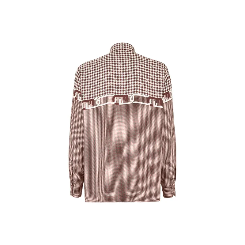 FENDI Gingham-check Silk Shirt-1