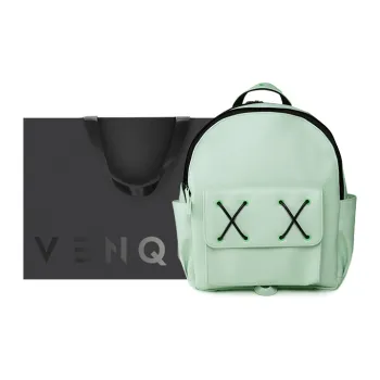 Venque PU Backpack Regular Unisex Mint Green/Dark Gray/Light Gray