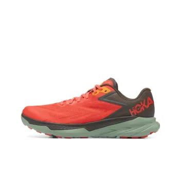 HOKA ONE ONE Zinal Abrasion Resistant Slip Resistant Low Top Running Shoes Men's Red Green