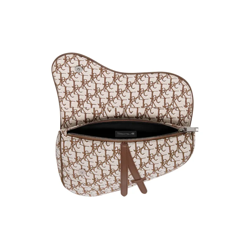 DIOR CACTUS JACK Collaboration Jacquard Fabric Saddle Bag Crossbody Shoulder Bag Women's Coffee-2