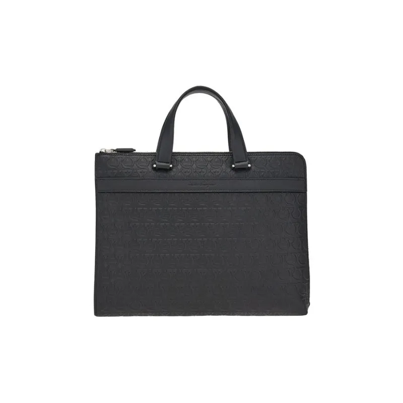 FERRAGAMO Cow Leather Handbag Regular Men's Black-0