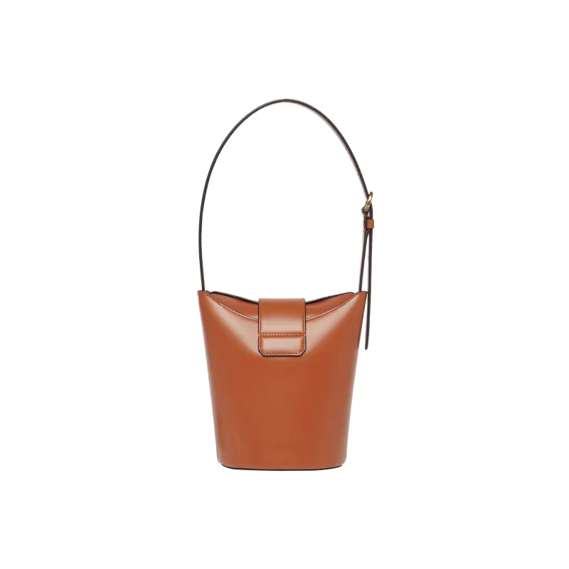 FERRAGAMO Trifolio Cow Leather Bucket Bag, Handbag, Shoulder Bag Women's Brown-2