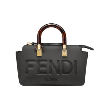 FENDI By The Way Series Cow Leather Boston Bag, Handbag, Shoulder Bag, Crossbody Bag Mini Women's Black
