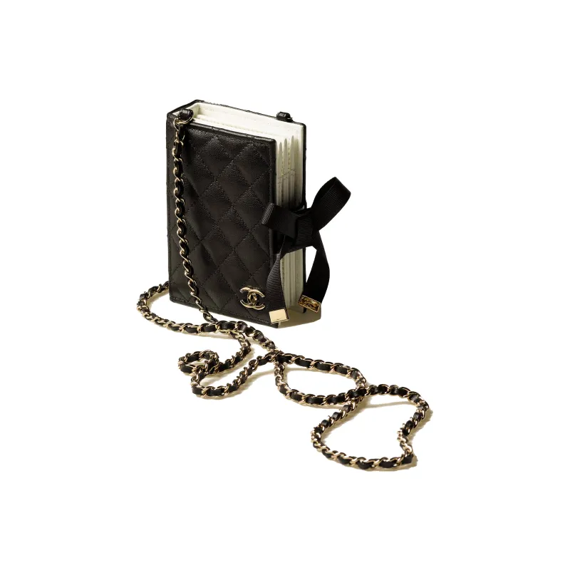 CHANEL 22BFW Lambskin Card Holder, Card Holder, Coin Purse, Shoulder Bag, Crossbody Bag Women's Black-3