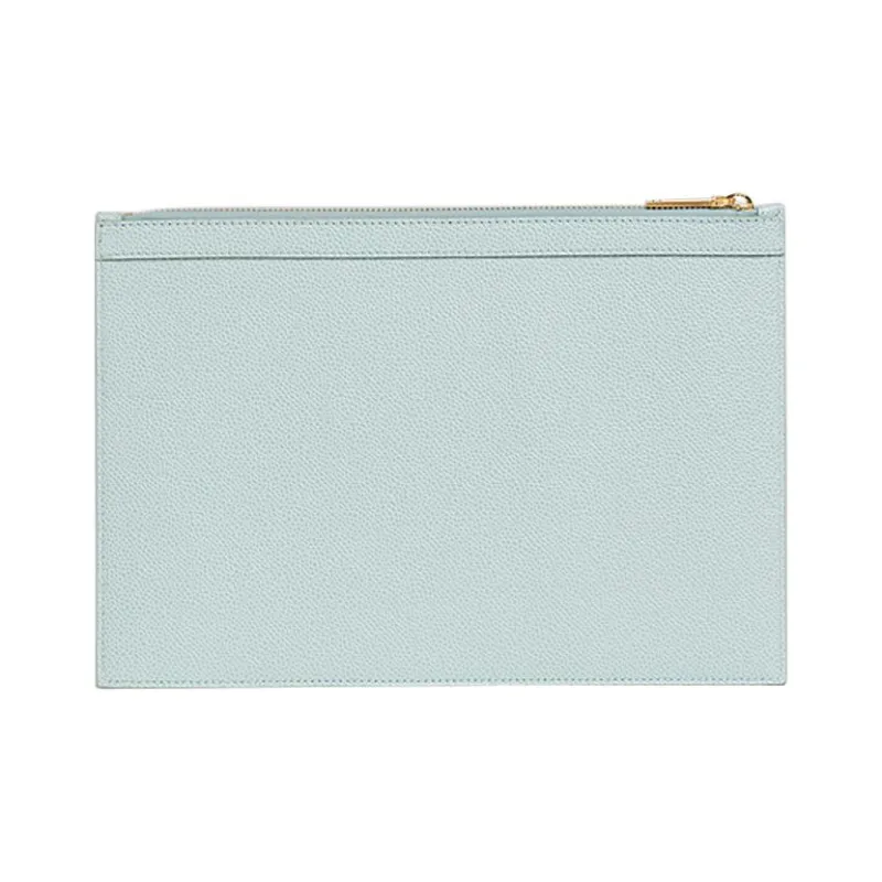 THOM BROWNE· Pebbled Calfskin File Folder Clutch Small Size Men's Pink Green-1