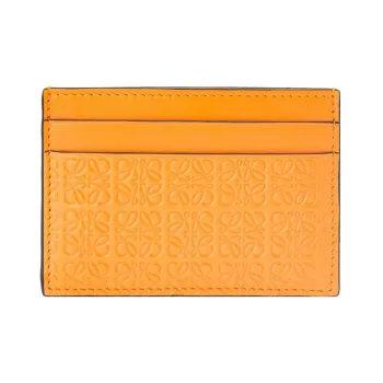 LOEWE Cow Leather Card Clip Card Holder Women's Citrus Orange