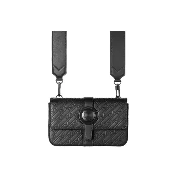 MONTBLANC All Black Full Grain Cow Leather Handheld Shoulder Bag, Crossbody Bag Men's Black