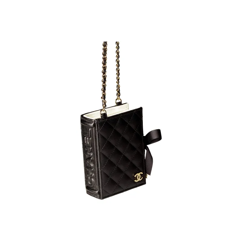 CHANEL 22BFW Lambskin Card Holder, Card Holder, Coin Purse, Shoulder Bag, Crossbody Bag Women's Black-1