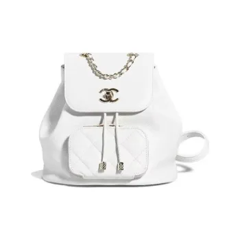 CHANEL Cow Leather Backpack Trumpets Women's White