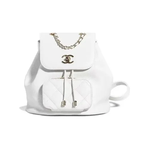 CHANEL Cow Leather Backpack Small Size Women's White