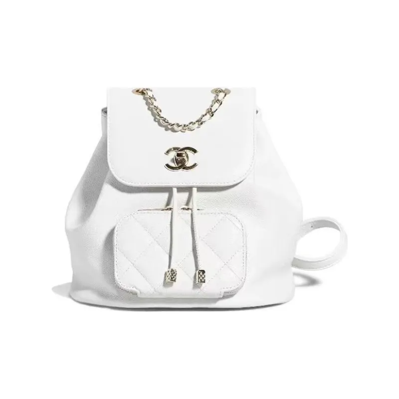 CHANEL Cow Leather Backpack Trumpets Women's White-0