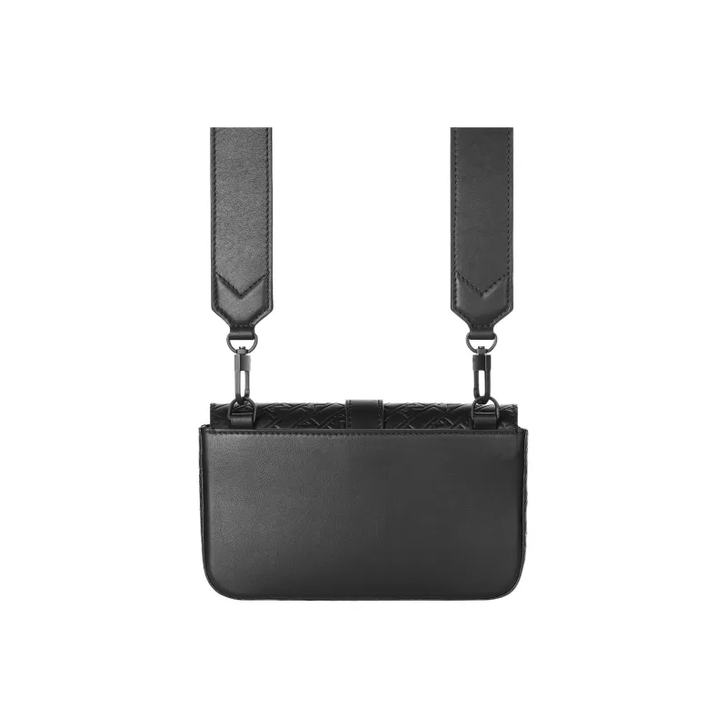MONTBLANC All Black Full Grain Cow Leather Handheld Shoulder Bag, Crossbody Bag Men's Black-1