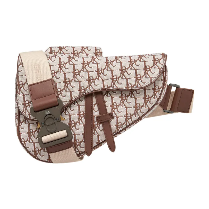 DIOR CACTUS JACK Collaboration Jacquard Fabric Saddle Bag Crossbody Shoulder Bag Women's Coffee-0