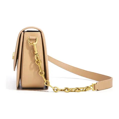 Gong Xuan Cow Leather Shoulder Bag, Saddle Bag, Crossbody Bag Regular Women's White/Sand Dune-5