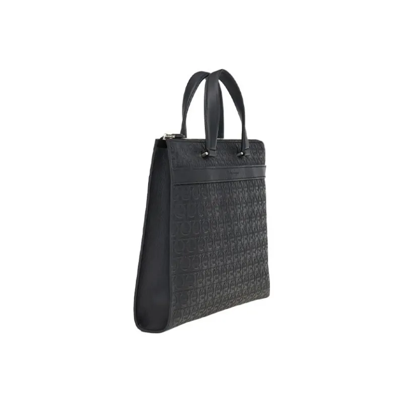 FERRAGAMO Cow Leather Handbag Regular Men's Black-1