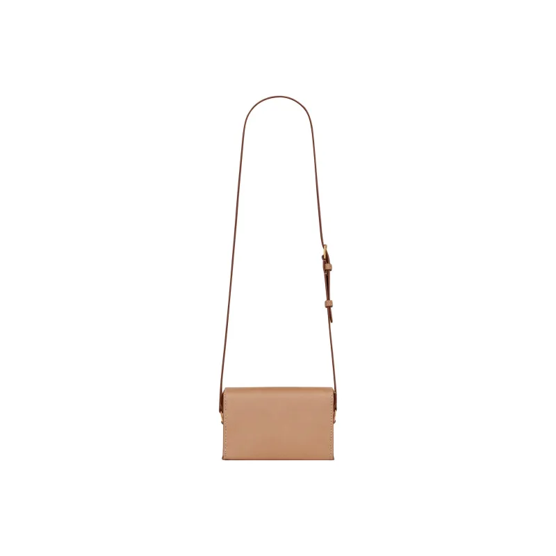 SAINT LAURENT Smooth Cow Leather Box Bag Shoulder Bag Crossbody Bag Small Size Men's Brown-3