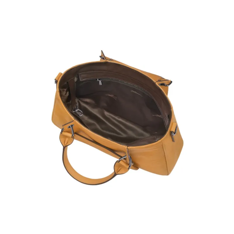 LONGCHAMP Calfskin With Sheepskin Accents Shoulder Bag Crossbody Bag Handbag Small Size Women's Light Yellow Umber-3