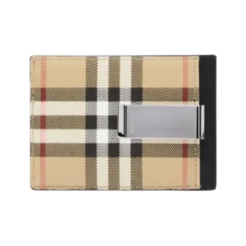 Burberry Padded With Calfskin Card Holder Men's Beige