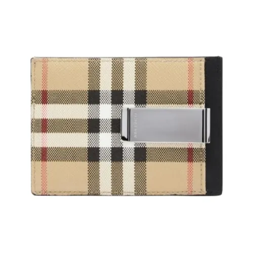 Burberry Padded With Calfskin Card Holder Men's Beige