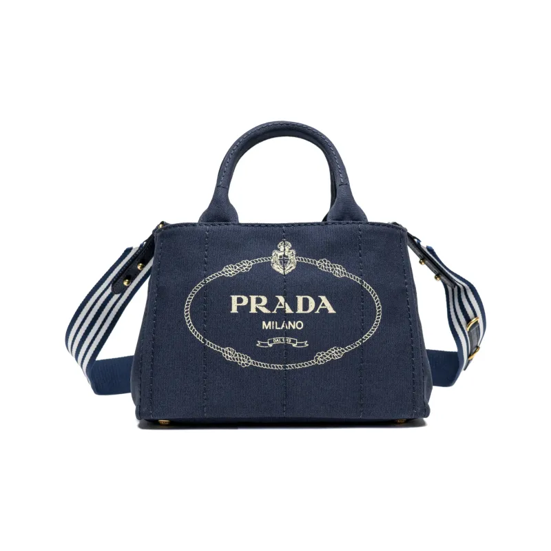 PRADA Canvas Canvas Bag Shoulder Bag Crossbody Bag Handbag Women's Blue-0