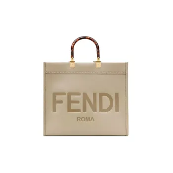 FENDI Sunshine Calfskin Sunshine Bag, Tote Bag, Shopping Bag, Handbag Medium Size Women's Light Umber