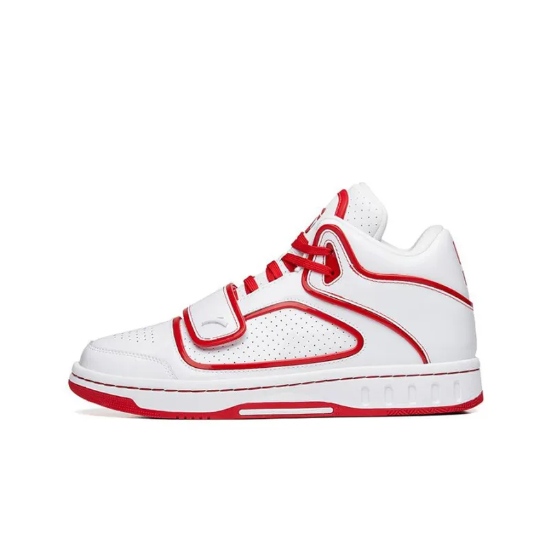 Anta Anti-Slip Wear-Resistant Mid-Top Skateboard Shoes Men's White Red-0