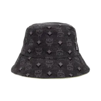 MCM Monogram Embroidered Ribbed Bucket Hat