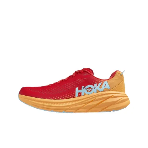 HOKA ONE ONE Rincon 3 Running Shoes Men Low-Top Red/Yellow