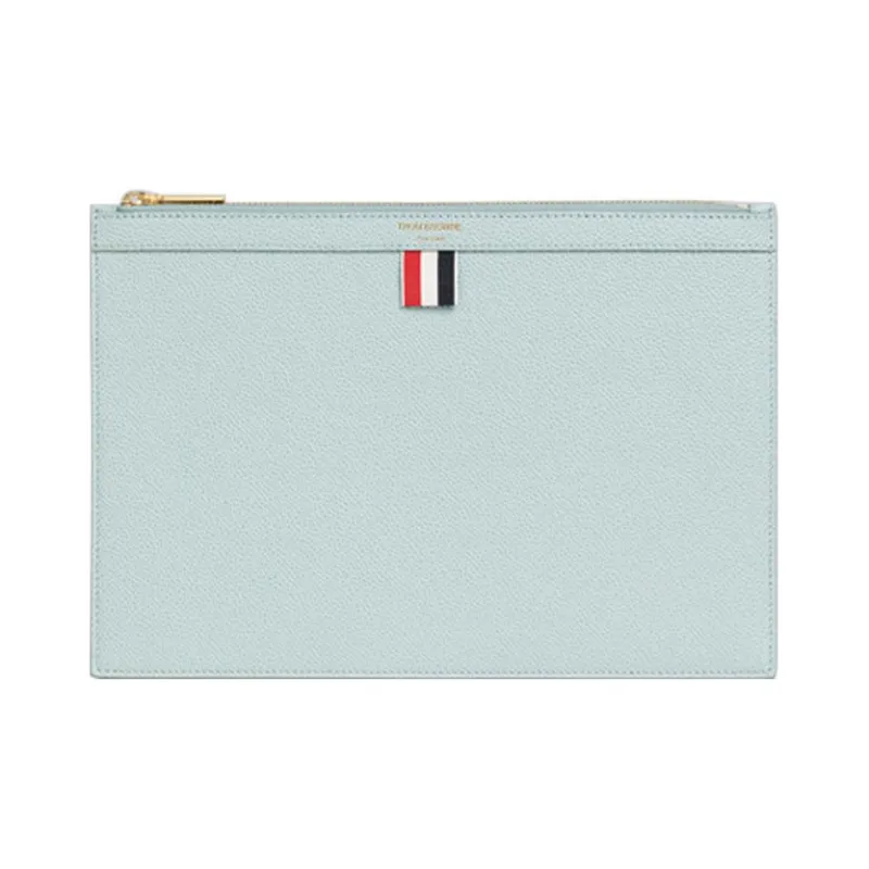 THOM BROWNE· Pebbled Calfskin File Folder Clutch Small Size Men's Pink Green-0