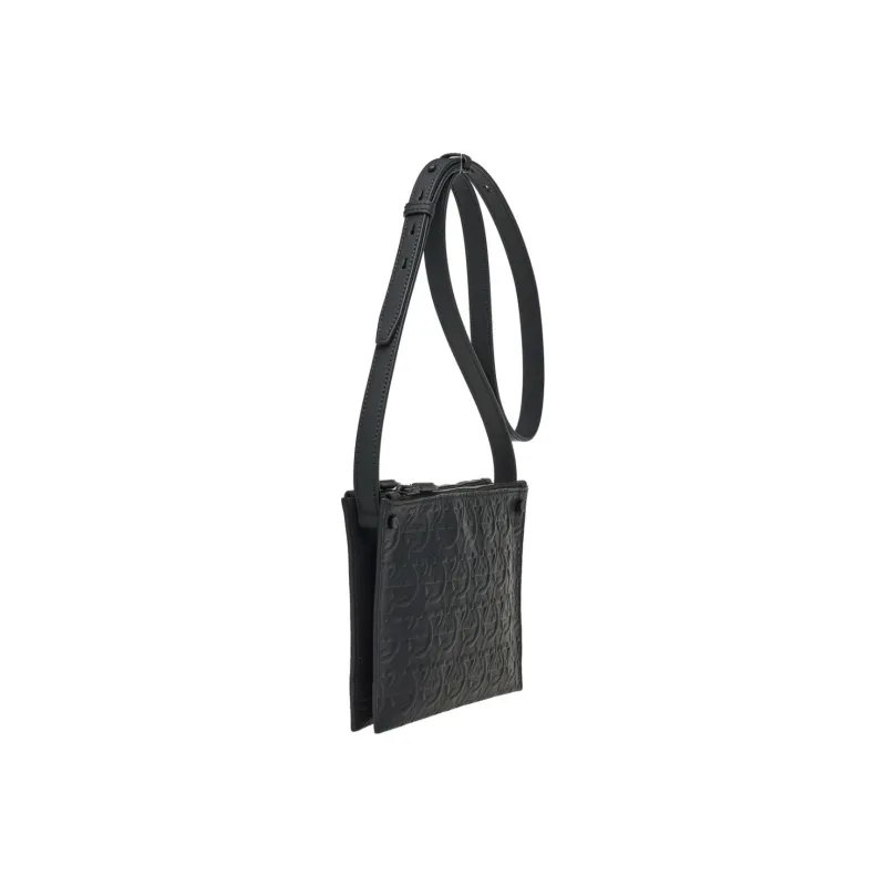 FERRAGAMO Leather Shoulder Bag Crossbody Bag Men's Black-1