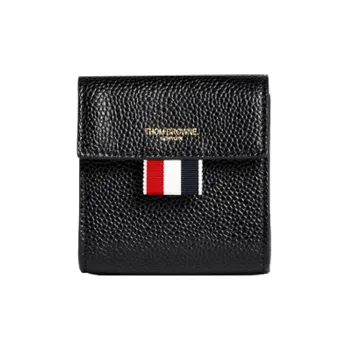 THOM BROWNE· Leather Coin Purses Wallets Large Size Men's Black