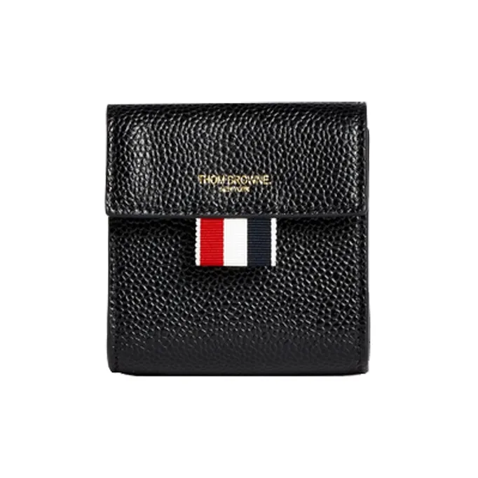 THOM BROWNE· Leather Coin Purses Wallets Large Size Men's Black-0