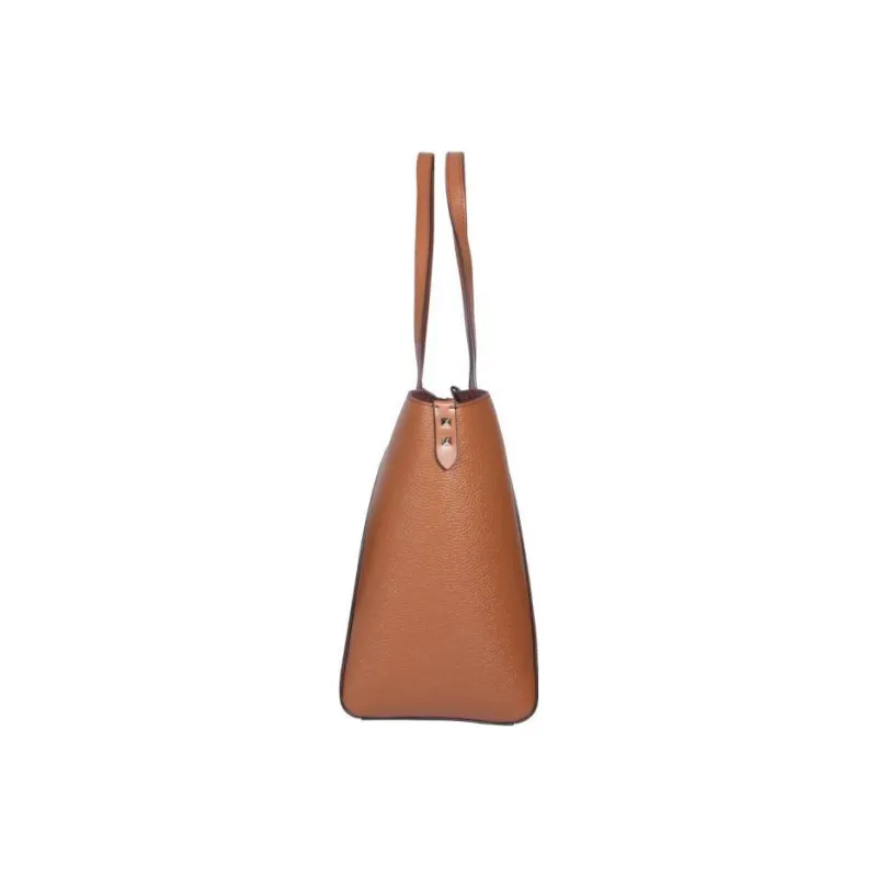 MICHAEL KORS Karlie Leather Tote Bag, Shopping Bag, Shoulder Bag, Handbag Large Size Women's Light Umber-1