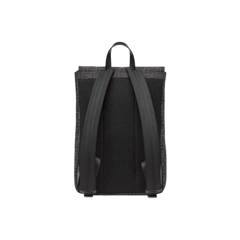 FENDI Calfskin Backpack Medium Size Men's Black-3