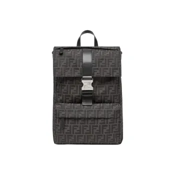 FENDI Calfskin Backpack Medium Size Men's Black