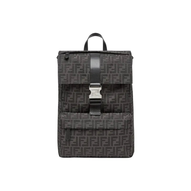FENDI Calfskin Backpack Medium Size Men's Black-0