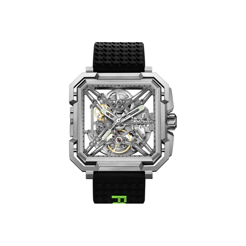 CIGA Design X Collection Matrix Automatic Mechanical Movement Silicone Strap Watch Men's Watches Cut Out Dial-1