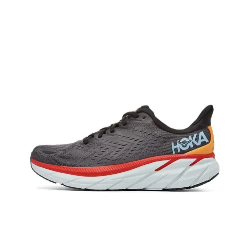 HOKA ONE ONE Clifton 8 Anthracite Castlerock Red Wide