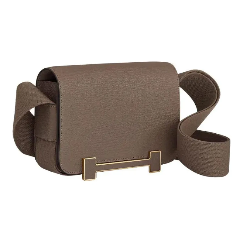 HERMES Geta Goatskin Wooden Sandal Bag, Crossbody Bag, Shoulder Bag Women's Elephant Gray-1