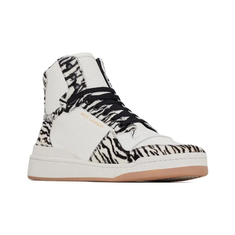 SAINT LAURENT Zebra-print High-top Sneakers-1