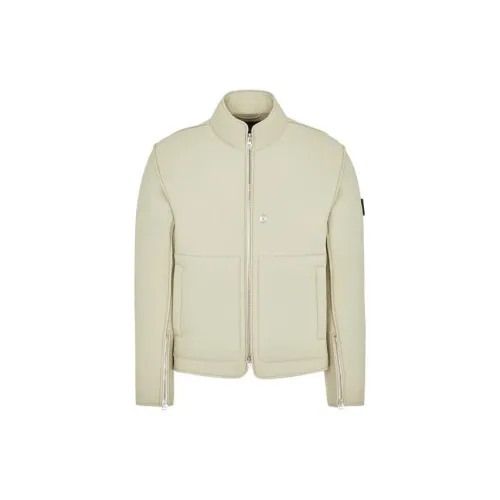 STONE ISLAND Shadow Project Leather Jackets Men Apricot Cream